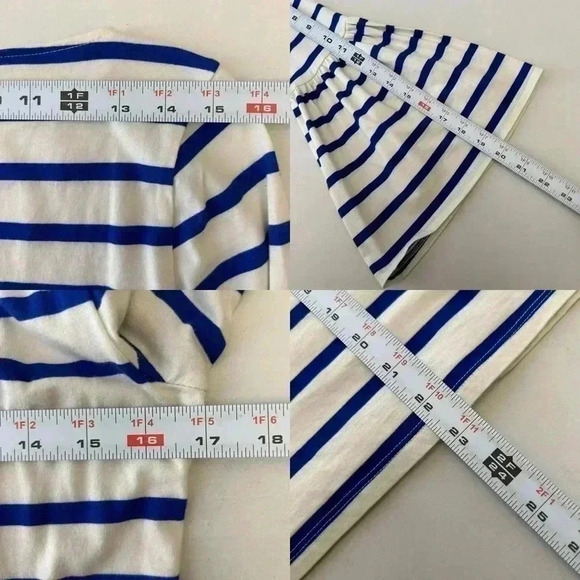 Banana Republic Bell Sleeve Top Supima Cotton Stripes White & Blue XS - Picture 13 of 16